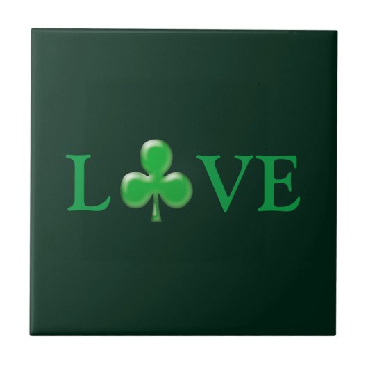 Liefde donkere groene klaver Shamrock St. Patrick' Tegeltje (Voorkant)