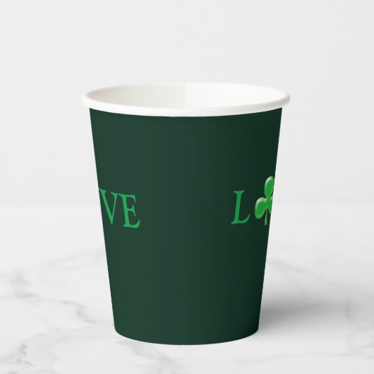 Liefde donkergroene Ierse Shamrock St. Patrick's D Papieren Bekers (Links)