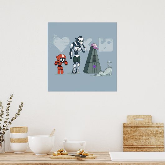 Liefde dood en robots drie robots poster (Keuken)