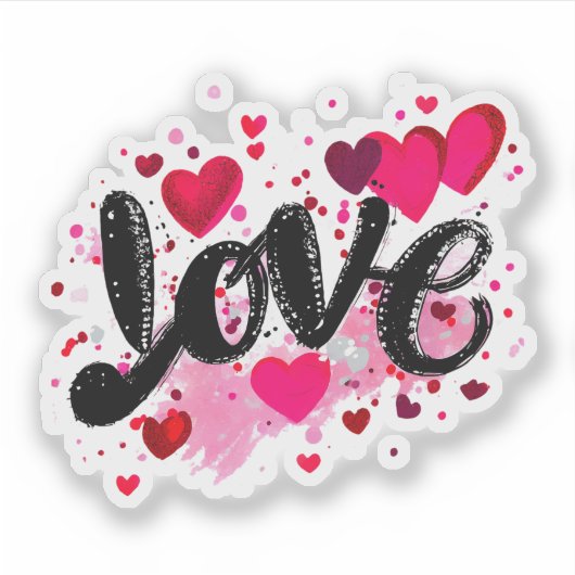 Liefde doodle kunst valentijn sticker (Voorkant)