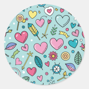 Liefde Doodle Tapijt Ronde Sticker