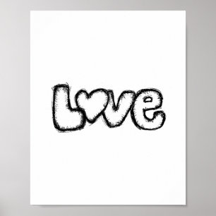 liefde doodle zwart wit modern eenvoudig aangepast poster