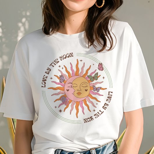 Liefde door de maan Retro Boho Sun Tri-Blend Shirt