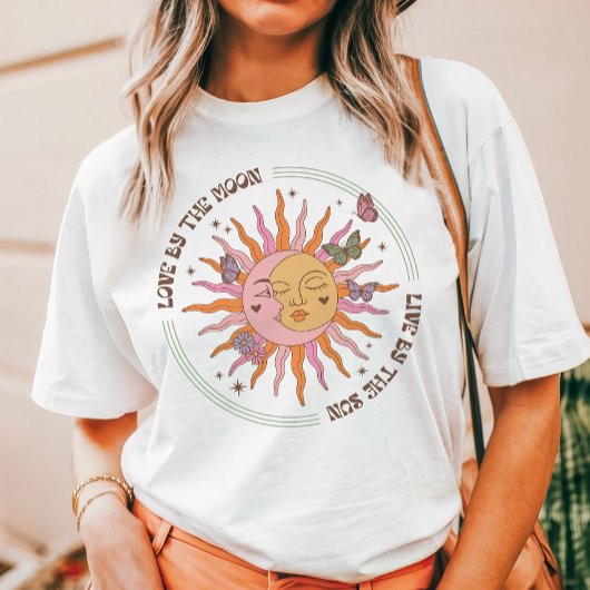 Liefde door de maan Retro Boho Sun Tri-Blend Shirt