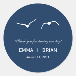 Liefde Doves Favor Sticker / Envelope Seal - Navy