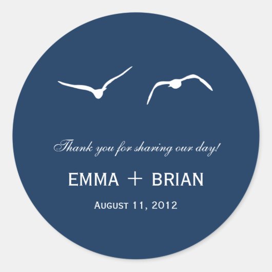 Liefde Doves Favor Sticker / Envelope Seal - Navy (Voorkant)