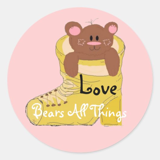 Liefde draagt alle dingen ronde sticker (Voorkant)