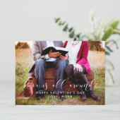 Liefde draait om Valentijnsdag fotokaart Feestdagenkaart (Staand voorkant)