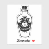 Liefde drank 9 flesje  zwart-wit sticker (Vel)