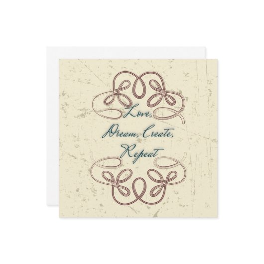 Liefde, dromen, Creëer, het design van de Folk her Kaart (Voorkant / Achterkant in situ)