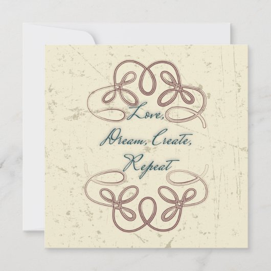 Liefde, dromen, Creëer, het design van de Folk her Kaart (Voorkant)