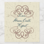 Liefde, dromen, Creëer, het design van de Folk her Wijn Etiket (Enkel label)