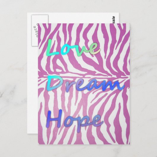 Liefde, Droom, Hoop Zebra Print Briefkaart (Voorkant / Achterkant)