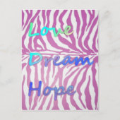 Liefde, Droom, Hoop Zebra Print Briefkaart (Voorkant)