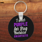 Liefde drug overdosis bewustzijn Ik Draag Paarse w Sleutelhanger (Voorkant)