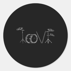 Liefde Drums Gelukkige Valentijnsdag Drummer Muzie Ronde Sticker
