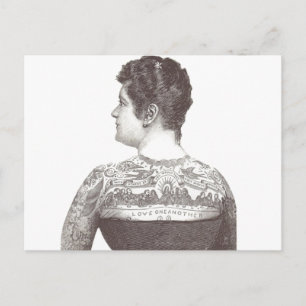 'Liefde een ander' Victoriaans vrouw met tatoeage Briefkaart