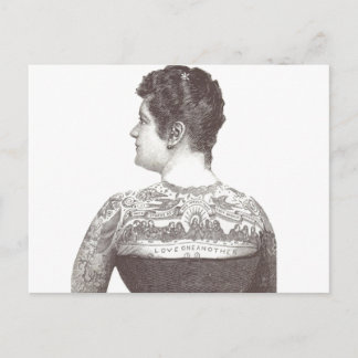 'Liefde een ander' Victoriaans vrouw met tatoeage Briefkaart