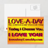Liefde Een Dag Postkaart (Voorkant / Achterkant)