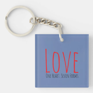 Liefde - één hart. Zeven vormen acryl sleutelhange Sleutelhanger