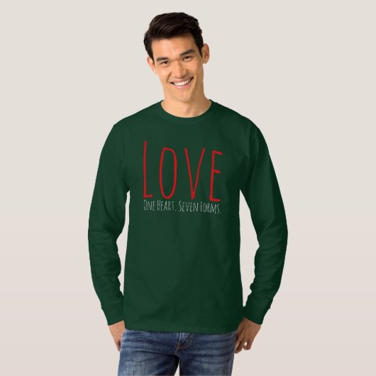 Liefde - Eén Hart. Zeven Vormen T-shirt (Voorkant volledig)