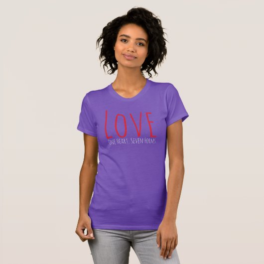 Liefde - één hart. Zeven vormen T-shirt (Voorkant volledig)