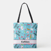 Liefde een verpleegster Art Turquoise Blue Name Pe Tote Bag (Achterkant)