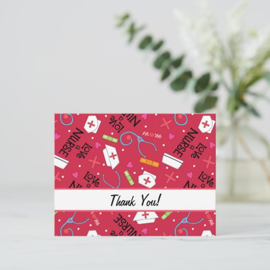 Liefde Een Verpleegster Rode Dank Je Customizable Briefkaart (Staand voorkant)