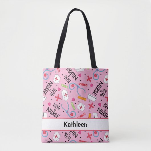Liefde een Zuster Art Roze Naam Persoonlijk Tote Bag (Voorkant)