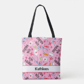 Liefde een Zuster Art Roze Naam Persoonlijk Tote Bag (Achterkant)