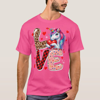 Liefde Eenhoorn Luipaard Schattigee Harten Valenti T-shirt
