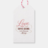 Liefde eerst, koffie tweede Moeder Leven Typograph Cadeaulabel (Voorkant)