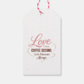 Liefde eerst, koffie tweede Moeder Leven Typograph Cadeaulabel (Achterkant)