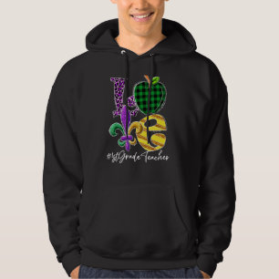 Liefde eerste graad leraar Mardi Gras Carnival Par Hoodie