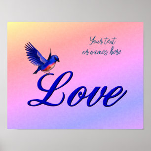 Liefde Elegant Bluebird Creëer Your Own Poster