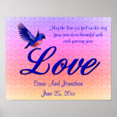 Liefde Elegant Bluebird Gepersonaliseerde bruiloft Poster (Voorkant)