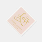 Liefde Elegant Blush Goud Kalligrafie Bruiloft Servetten (Hoek)