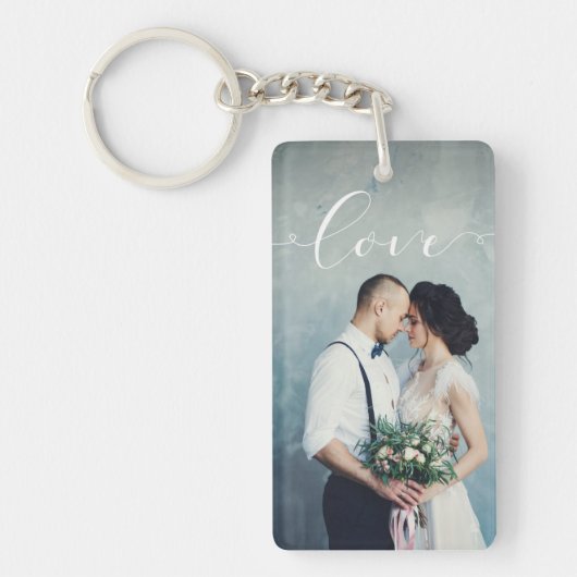 Liefde | Elegant Calligrafie met uw foto Sleutelhanger (Voorkant)