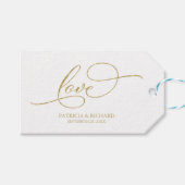 Liefde - Elegant Gouden Folie Script Bruiloft Favo Cadeaulabel (Voorkant (Horizontaal))