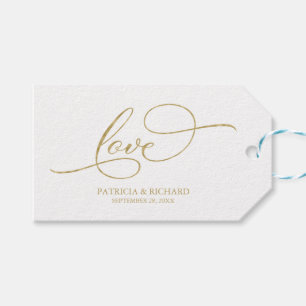 Liefde - Elegant Gouden Folie Script Bruiloft Favo Cadeaulabel