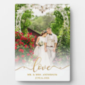 Liefde Elegant Gouden Schrift Mr. & Mrs. Trouwfoto Fotoplaat (voorkant)