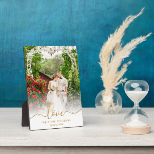 Liefde Elegant Gouden Script Mr. & Mrs. Huwelijksf Fotoplaat