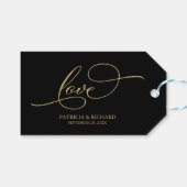 Liefde - Elegant Goudfolie Zwart Bruiloft Favor La Cadeaulabel (Voorkant (Horizontaal))