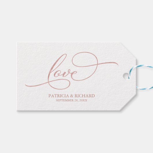 Liefde - Elegant Roos Goud Bruiloft Favor Labels Cadeaulabel (Voorkant (Horizontaal))