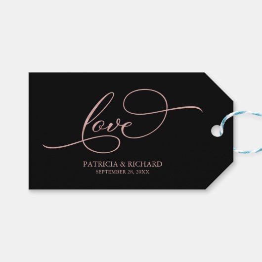 Liefde - Elegant Roos Goud Bruiloft Favor Labels Cadeaulabel (Voorkant (Horizontaal))