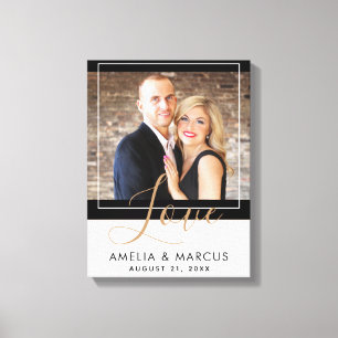 Liefde Elegant Schrift Bruid Bruidegom Huwelijk Aa Canvas Afdruk