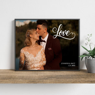 Liefde Elegant Schrift Bruidsfoto Muurkunst Foto Afdruk