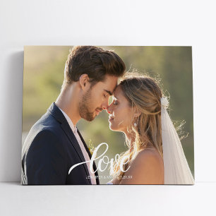 Liefde Elegant Schrift Bruidsfotowand Kunst Canvas Afdruk