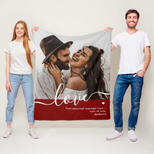 'Liefde' Elegant Schrift Foto & Persoonlijk Berich Fleece Deken