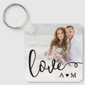 Liefde Elegant Script Koppel 2 Foto Sleutelhanger (Voorkant)